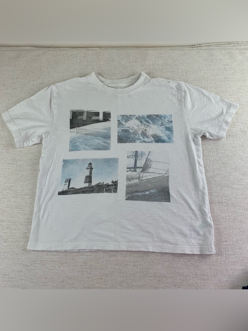 Crewcuts White Graphic Nautical Photo Panel Tee With Blue Accents